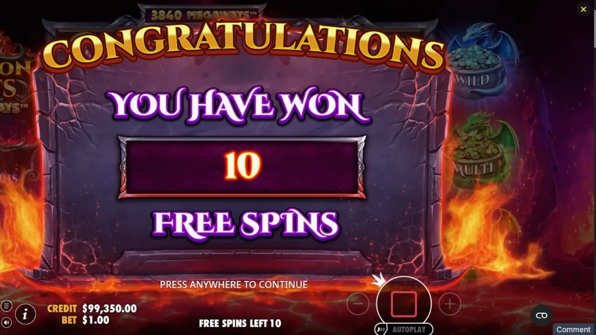 Tampilan antarmuka slot Dragon Pots Megaways di layar ponsel pintar