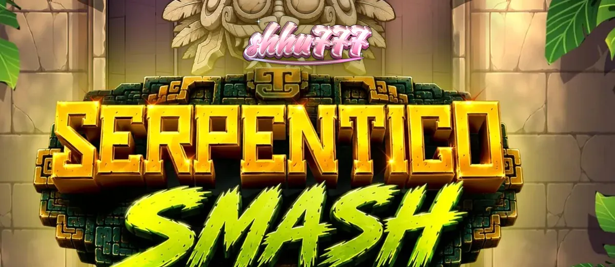 Tampilan visual slot Serpentico Smash dengan tema hutan Aztec dan simbol batu kuno.